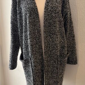 Joe Fresh Black and White Cardigan Open Front Large Side Pockets Sz L